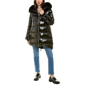 Gorski Fox Fur-Trim Hooded Down Puffer Coat Size XL